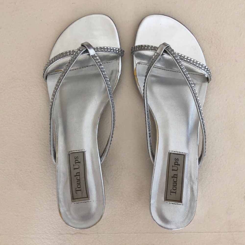 Silver Touch Ups rhinestone kitten heels
